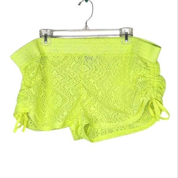 VTG Joe Boxer Neon Lime Green Lace Side Pull Tie Beach Shorts Size XL - Picture 1 of 7